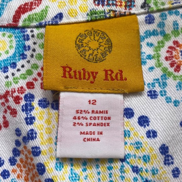Ruby Rd Jacket Womens 12 Vibrant Multicolor Flora Geometric Jean Denim Coat Boho - Picture 4 of 13